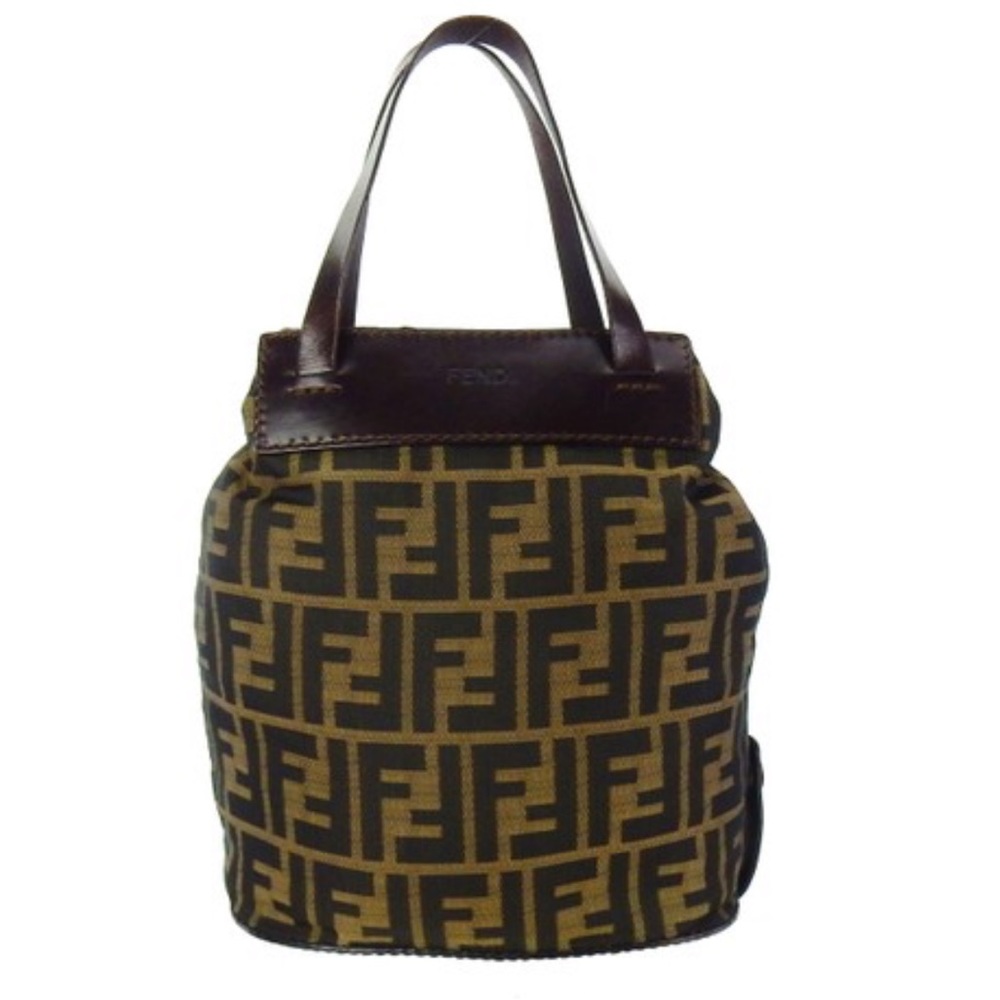 Rare Authentic Mini Fendi Zucca Vintage Monogram Leather Rollup Canvas Tote